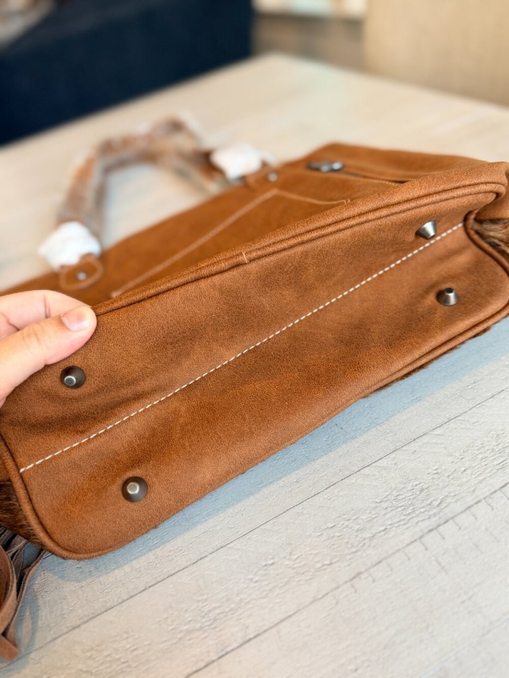 Trinity Ranch Hair On Cowhide Concealed Carry Tote - Brown - Picture 5 of 6